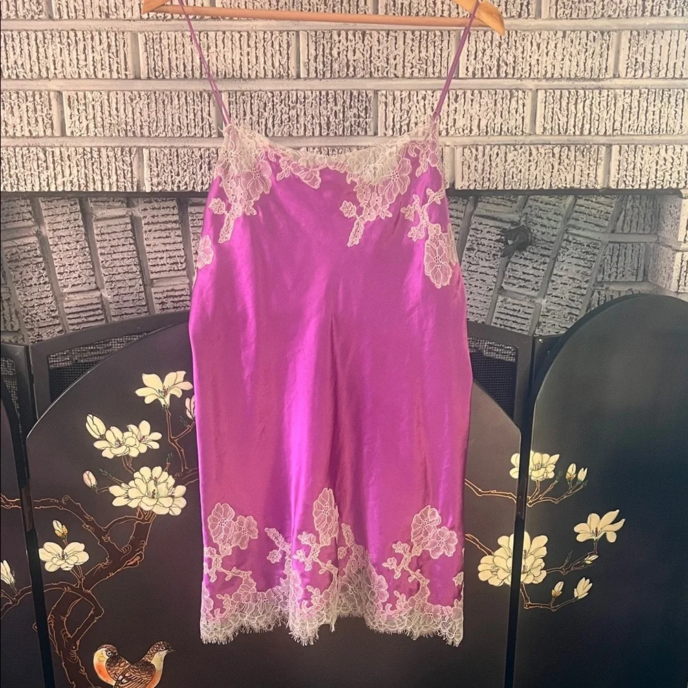Vintage Victoria's Secret Purple Chemise with White Lace